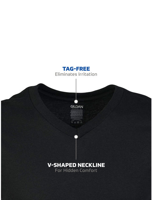 Gildan Men's short sleeve V-neck assorted color t-shirt up to 2XL, 5-pack