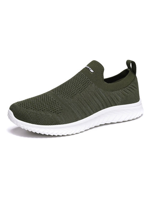 Outdoor Slip On Men Sneakers Trainer Sports Running Shoes Mesh Breathable Althletic Shoes Round Toe 4 Colors