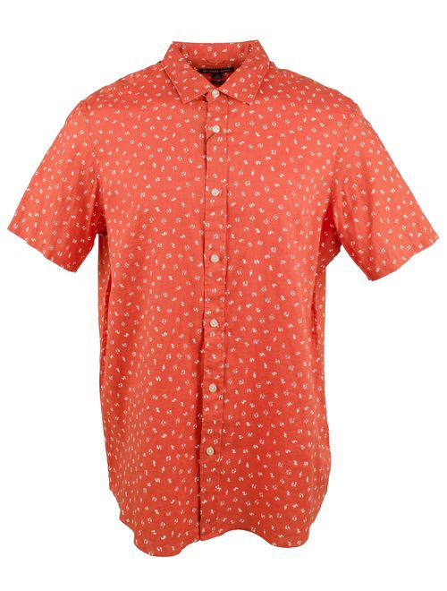 Michael Kors Men's Linen Button Front Short Sleeve Shirt-S-M