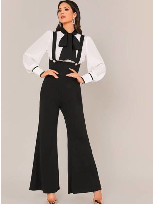 Shein High Waist Flare Leg Overall Jumpsuit Without Blouse