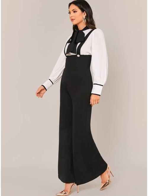 Shein High Waist Flare Leg Overall Jumpsuit Without Blouse