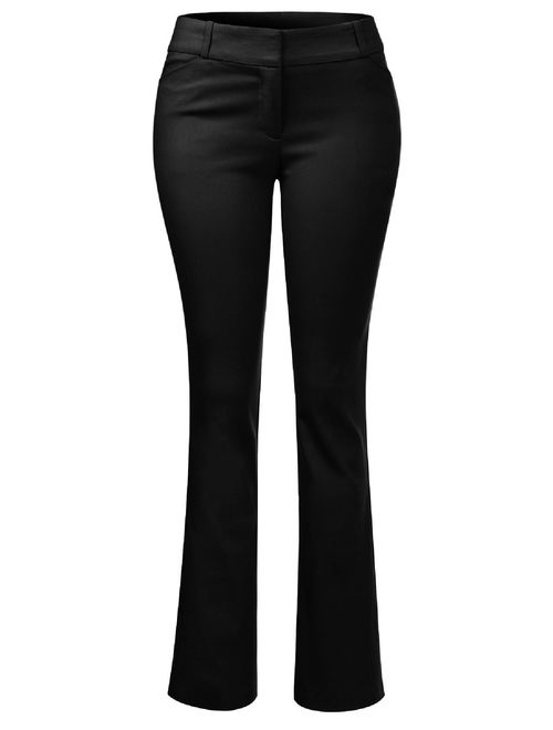 Made by Olivia Women's High Waist Comfy Stretchy Bootcut Trouser Pants Black 3XL