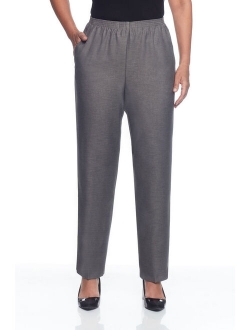 Women's Petite Polyester Pull-On Pants - Short Length, Brown, 8 Petite Short