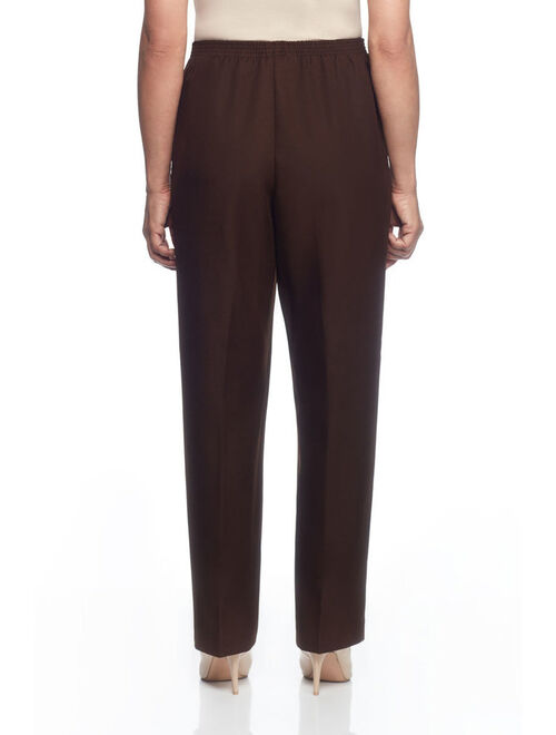 Alfred Dunner Women's Petite Polyester Pull-On Pants - Short Length, Brown, 8 Petite Short