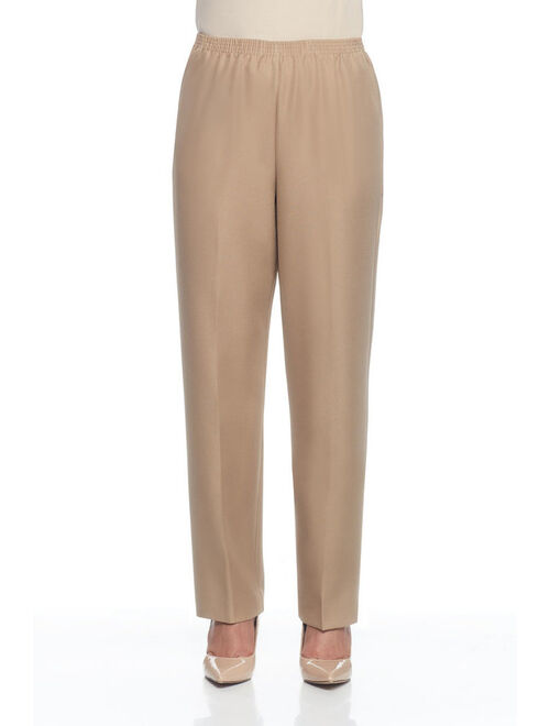 Alfred Dunner Women's Petite Polyester Pull-On Pants - Short Length, Brown, 8 Petite Short