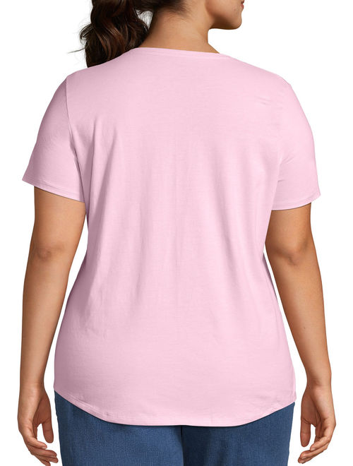 Just My Size Women's Plus Size Short Sleeve V-Neck Tee