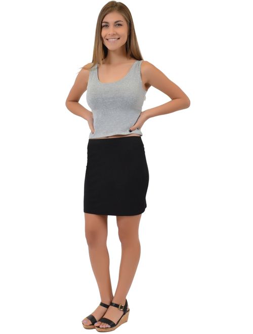 Women's Regular and Plus Size Cotton Stretch Fabric Basic Mini Skirt
