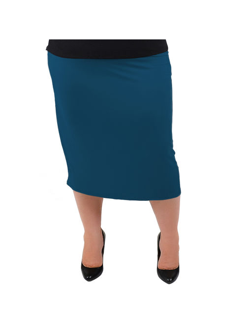 Stretch Is Comfort Plus Size Comfortable Soft Stretch MIDI Skirt