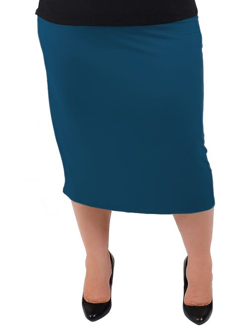 Stretch Is Comfort Plus Size Comfortable Soft Stretch MIDI Skirt