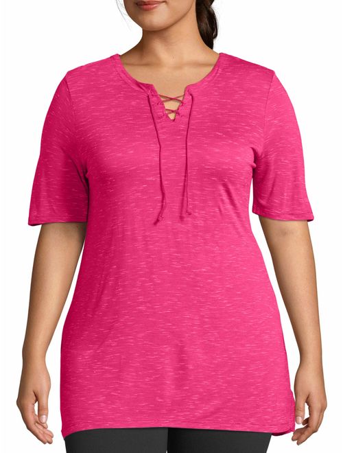 Just My Size Women's Plus Lace-Up Tunic