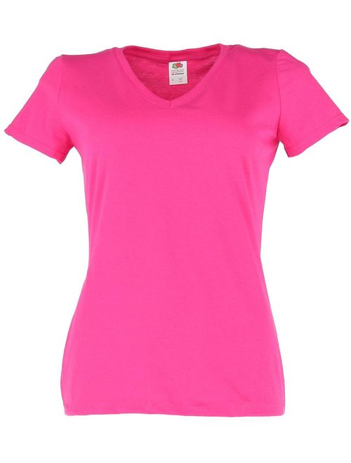 Fruit of the Loom Cotton V Neck Tee Shirt (Women's)