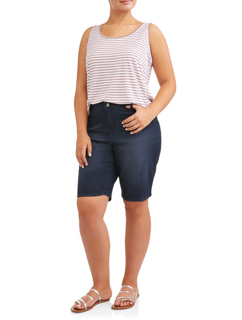A3 Denim Women's Plus Size Basic Bermuda Shorts