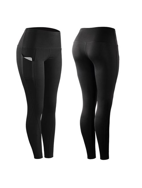 High Elastic Leggings Pant Women Solid Stretch Compression Sportswear Casual Yoga Jogging Leggings Pants With Pocket