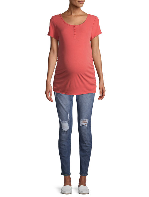 Time and Tru Maternity Short Sleeve Henley
