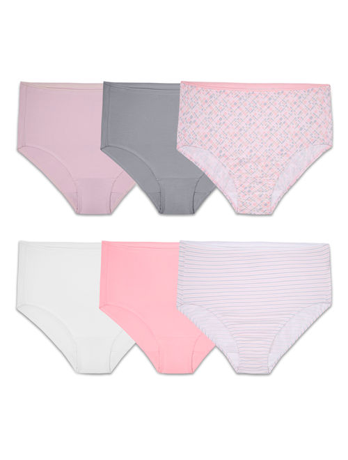 Fit for Me by Fruit of the Loom Fit for Me Women's Plus Cotton Stretch Brief Underwear, 6 Pack