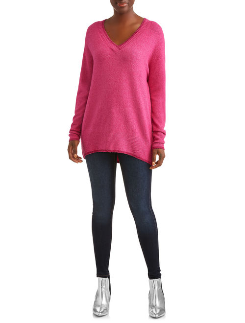 Concepts Womens V-Neck Drop Shoulder Sweater