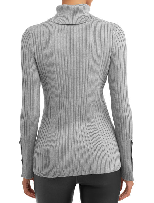 Time and Tru Women's Ribbed Turtleneck Sweater