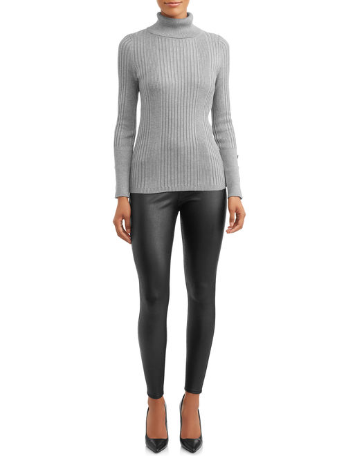Time and Tru Women's Ribbed Turtleneck Sweater