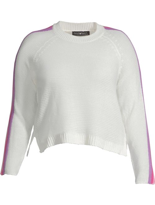 Derek Heart Juniors' Plus Striped Sleeve Cropped Sweater