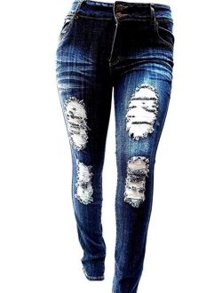 Sweet Look/Pasion/Studio Q/Womens Super Plus Size Ripped Destroy Denim Distressed Skinny Jeans Pants Size-14 to 34
