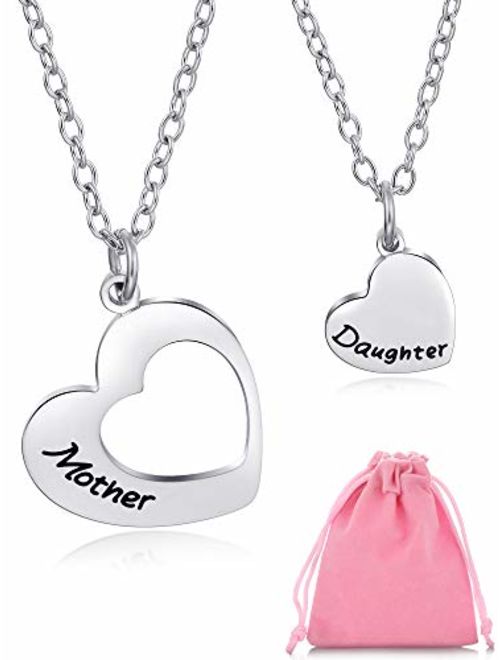 Mother Daughter Necklaces Matching Heart Necklace Mother's Day Necklace Pendant for Birthday Jewelry Accessories Daily Wearing Halloween, Thanksgiving, Christmas and New 
