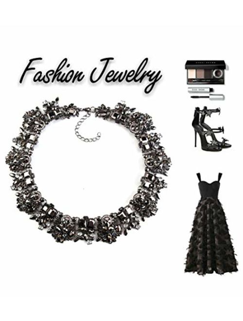 NABROJ Statement Necklaces Set with Rhinestone Crystal Drag Queen Costume Jewelry for Women Carnival 8 Colors 3 Models with Gift Box