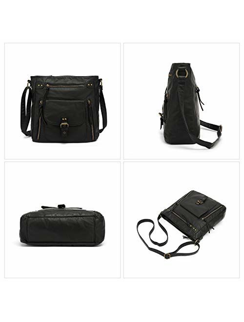 Scarleton Medium Crossbody Shoulder Bag for Women, Ultra Soft Washed Vegan Leather, H2005