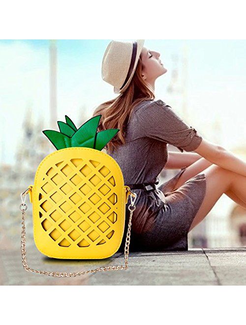 Yuboo Women's Pineapple Purse,Fruit Shaped Pu Leather Shoulder Bag (1-pineapple)