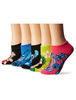 Women's Lilo & Stitch 5 Pack No Show Socks