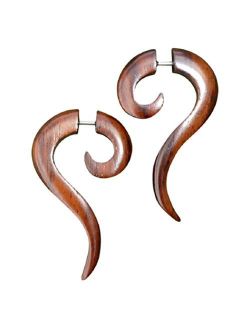 UMBRELLALABORATORY Natural Tribal Organic Wooden Earrings Fake Gauges Sold As Pair Bohemian Jewelry for Yoga,Meditation, Beach