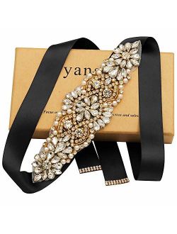 Yanstar Handmade Bridal Belt Wedding Belts Sashes Rhinestone Crystal Beads  Belt