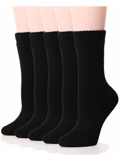 Womens Wool Socks Thermal Heavy Thick Soft Warm Fuzzy Work Winter Socks 5 Pack