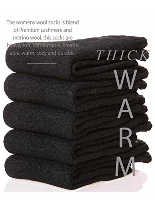 Womens Wool Socks Thermal Heavy Thick Soft Warm Fuzzy Work Winter Socks 5 Pack