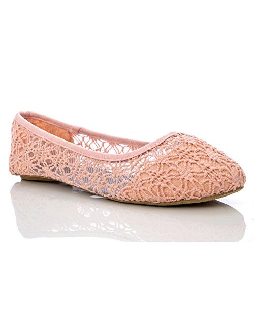 Charles Albert Women's Breathable Crochet Lace Ballet Flat