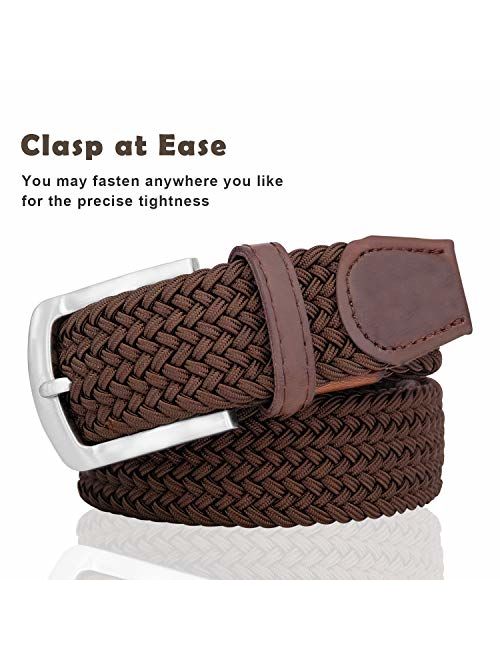 Fairwin Elastic Braided Belt, 1.3'' Wide Stretch Belt,Fabric Woven Men/Women Novelty Belt 7 Colors)