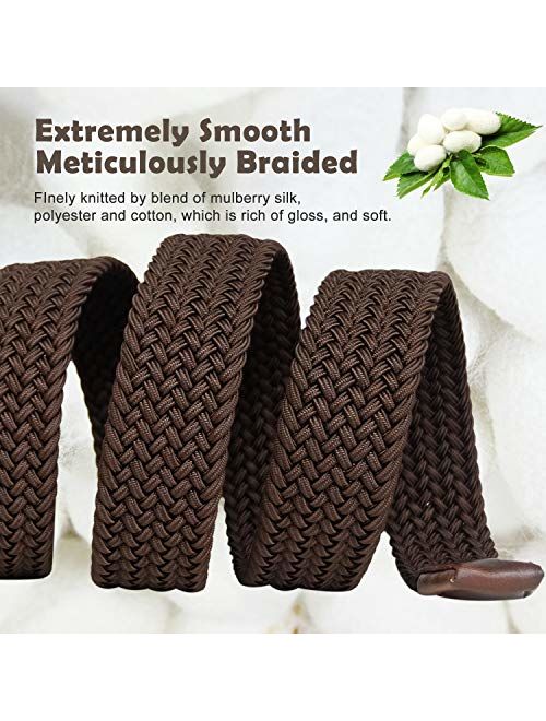 Fairwin Elastic Braided Belt, 1.3'' Wide Stretch Belt,Fabric Woven Men/Women Novelty Belt 7 Colors)