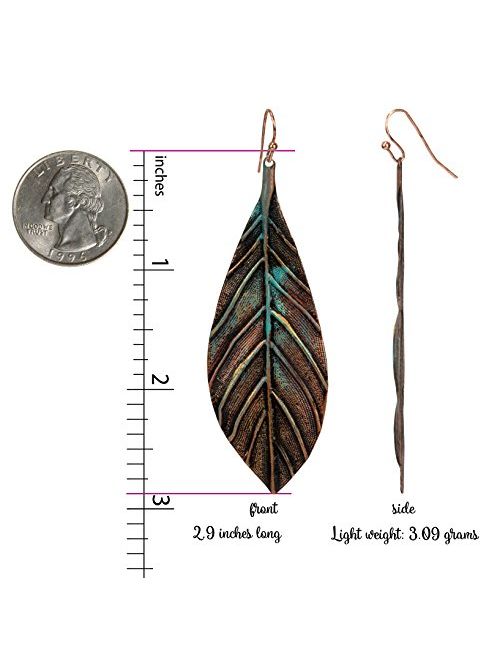 New! Handmade Boho Lightweight Statement Leaf Earrings with Detailed Texture for Women | SPUNKYsoul Collection