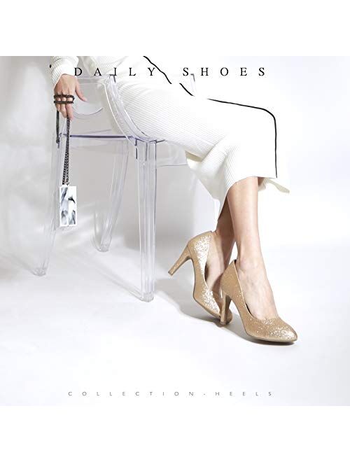 DailyShoes Women's Memory Foam Cushion High Heel Stiletto Pumps Shoes