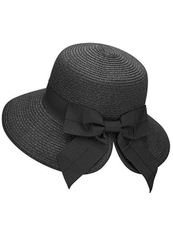 Verabella Women's Lightweight Foldable/Packable Beach Sun Hat w/Decorative Bow