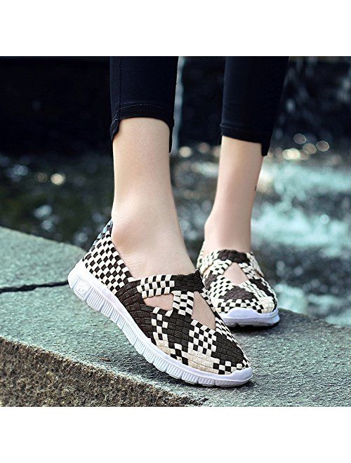L LOUBIT Women Woven Shoes Slip On Handmade Sneakers Comfort Lightweight Walking Shoes
