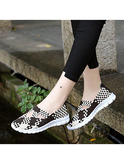 L LOUBIT Women Woven Shoes Slip On Handmade Sneakers Comfort Lightweight Walking Shoes