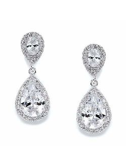 Mariell Dainty Cubic Zirconia Crystal Teardrop Earrings for Brides, Wedding & Bridal Jewelry for Women