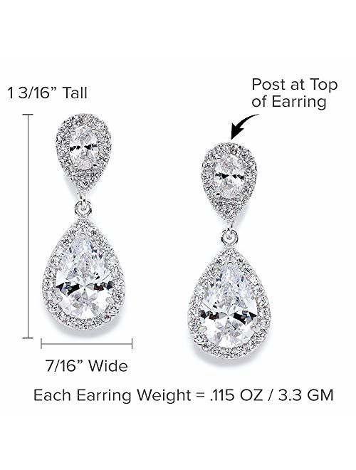 Mariell Dainty Cubic Zirconia Crystal Teardrop Earrings for Brides, Wedding & Bridal Jewelry for Women