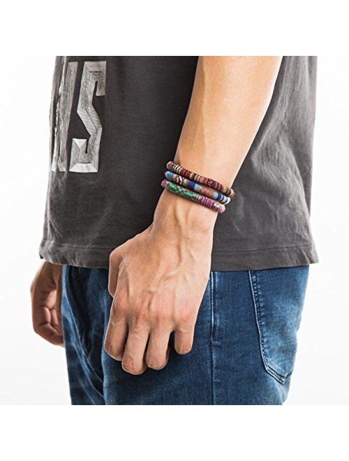 HZMAN Mix 6 Wrap Bracelets Men Women, Hemp Cords Ethnic Tribal Bracelets Wristbands