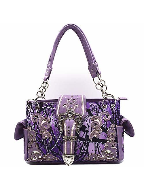Camouflage Crown Buckle Western Style Concealed Carry Purse Country Handbag Women Shoulder Bag Wallet Set