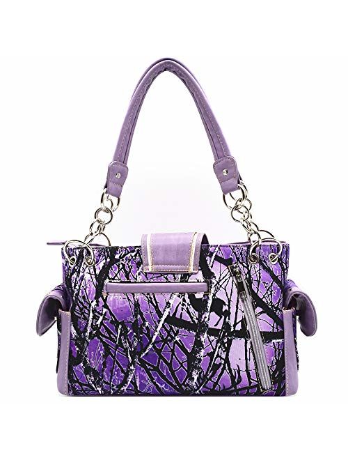 Camouflage Crown Buckle Western Style Concealed Carry Purse Country Handbag Women Shoulder Bag Wallet Set