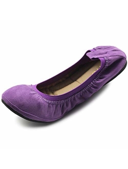 Ollio Women's Shoes Faux Suede Comfort Ballet Flat