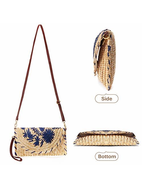 Crossbody Straw Bag, JOSEKO Womens Straw Handbag Shoulder Bag for Beach Travel and Everyday Use