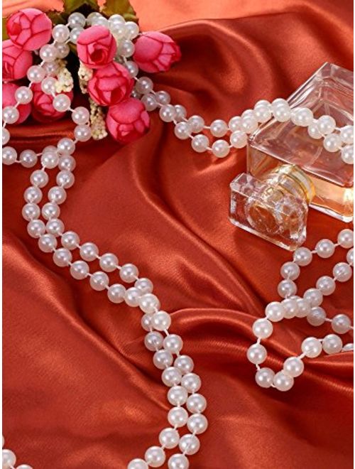 Mudder 2 Pack 1920s Artificial Pearl Necklace Flapper Beads Faux Pearl, 71 Inch