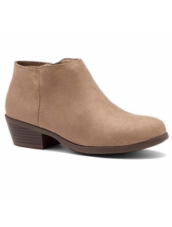 Chatter Women's Western Ankle Bootie Closed Toe Casual Low Stacked Heel Boots
